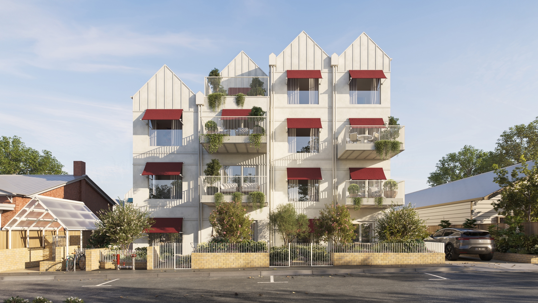 city, apartment building, high rise, urban, neighborhood, condo, housing, car, villa, street